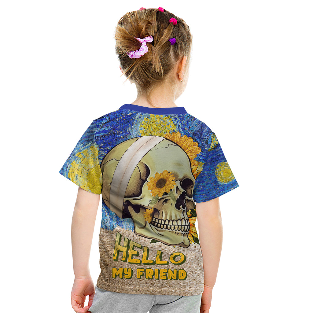 Van Gogh Style Skull Kid T Shirt Hello My Friend - Wonder Print Shop