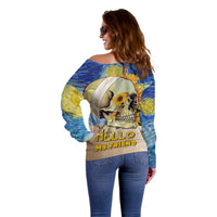 Van Gogh Style Skull Off Shoulder Sweater Hello My Friend - Wonder Print Shop
