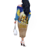 Van Gogh Style Skull Off The Shoulder Long Sleeve Dress Hello My Friend - Wonder Print Shop
