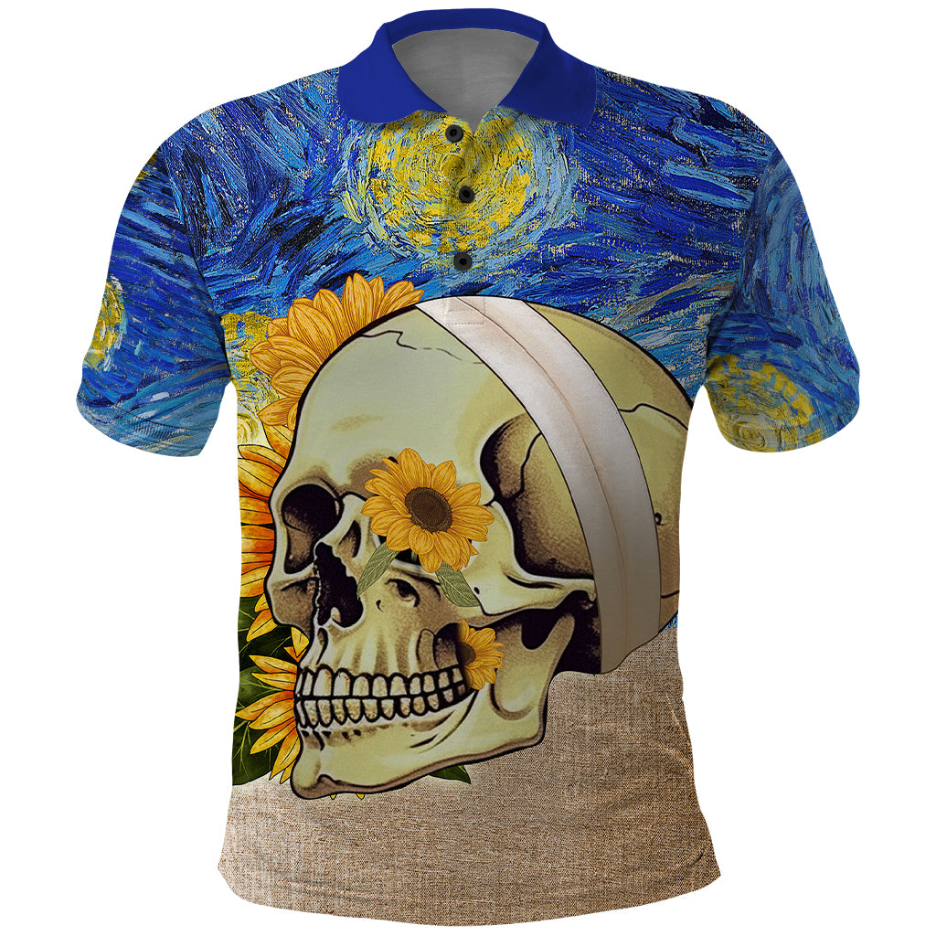 Van Gogh Style Skull Polo Shirt Hello My Friend - Wonder Print Shop