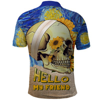 Van Gogh Style Skull Polo Shirt Hello My Friend - Wonder Print Shop