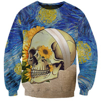 Van Gogh Style Skull Sweatshirt Hello My Friend - Wonder Print Shop