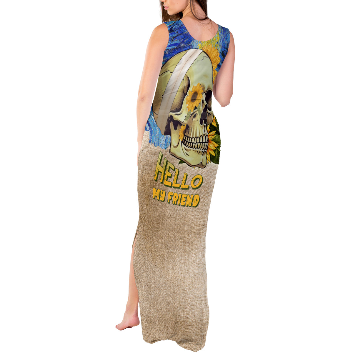 Van Gogh Style Skull Tank Maxi Dress Hello My Friend - Wonder Print Shop