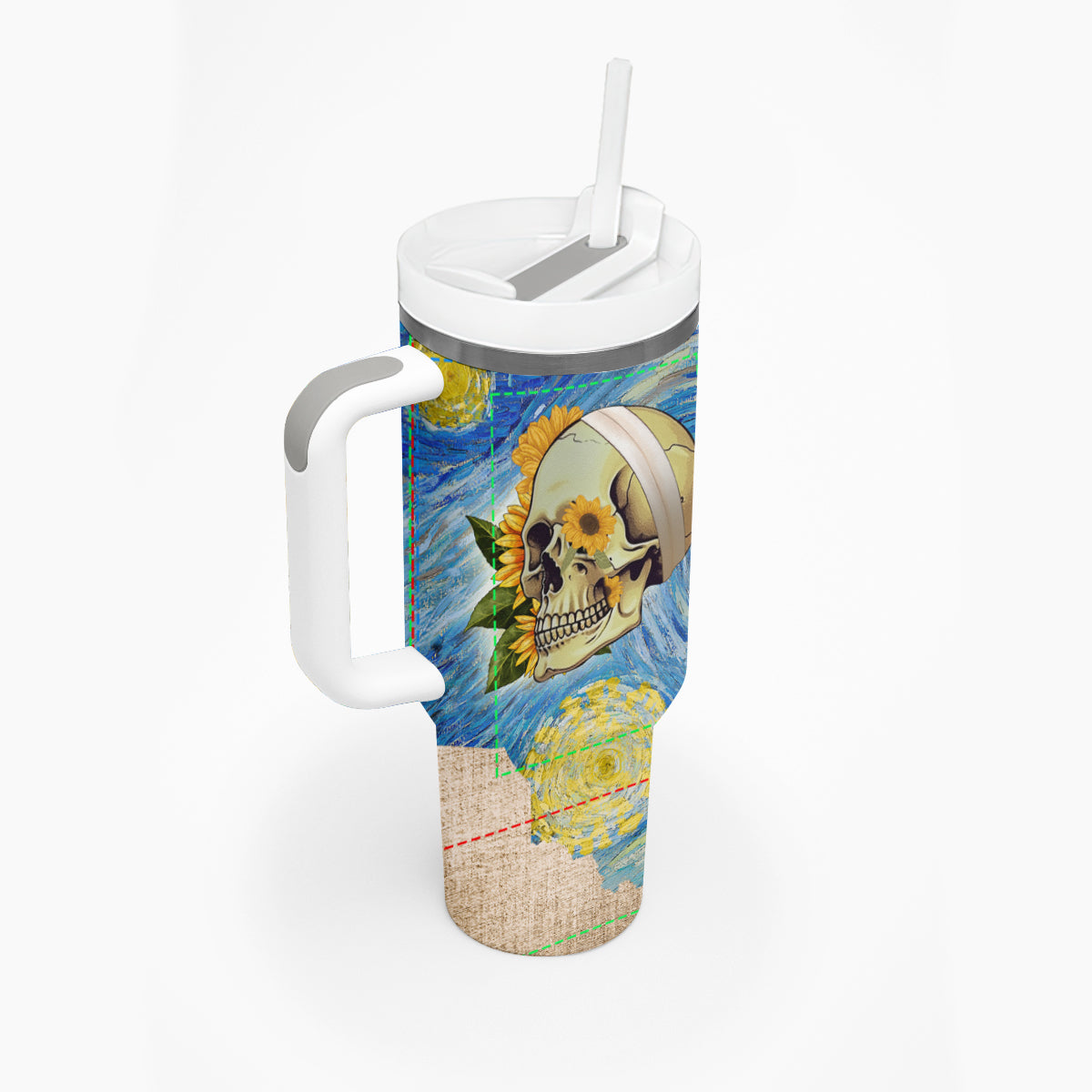 Van Gogh Style Skull Tumbler With Handle Hello My Friend - Wonder Print Shop