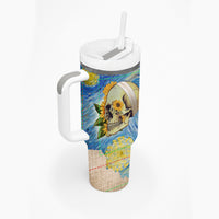 Van Gogh Style Skull Tumbler With Handle Hello My Friend - Wonder Print Shop