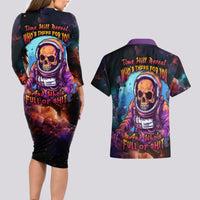 Time Will Reveal Who's There For You And Who's Full Of Shit Couples Matching Long Sleeve Bodycon Dress and Hawaiian Shirt - Wonder Print Shop
