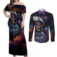 Time Will Reveal Who's There For You And Who's Full Of Shit Couples Matching Off Shoulder Maxi Dress and Long Sleeve Button Shirts - Wonder Print Shop
