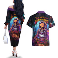 Time Will Reveal Who's There For You And Who's Full Of Shit Couples Matching Off The Shoulder Long Sleeve Dress and Hawaiian Shirt - Wonder Print Shop