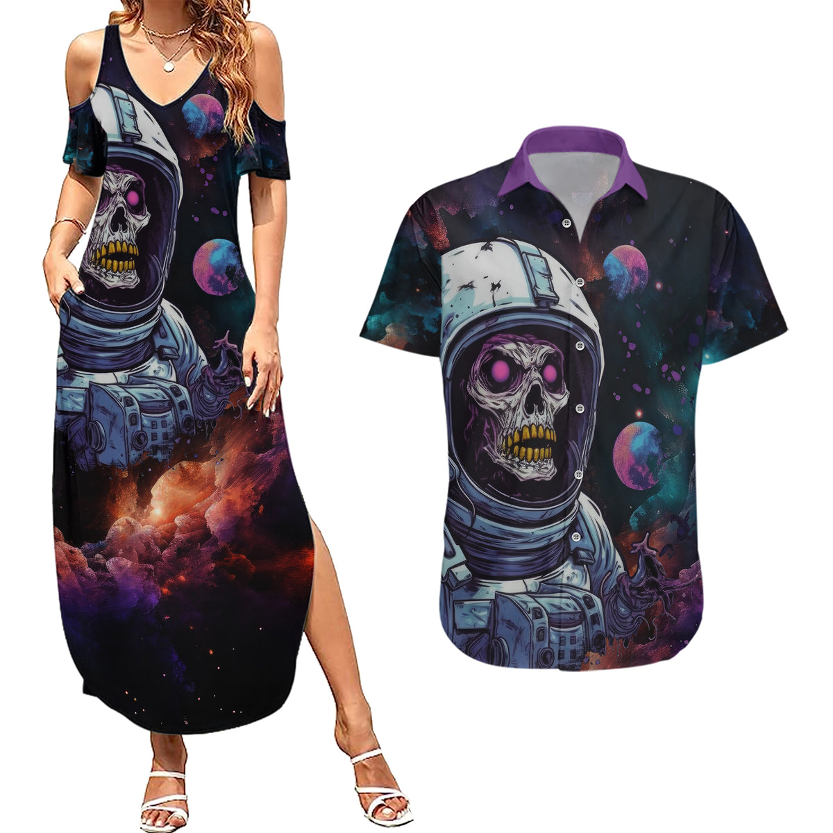 Time Will Reveal Who's There For You And Who's Full Of Shit Couples Matching Summer Maxi Dress and Hawaiian Shirt - Wonder Print Shop