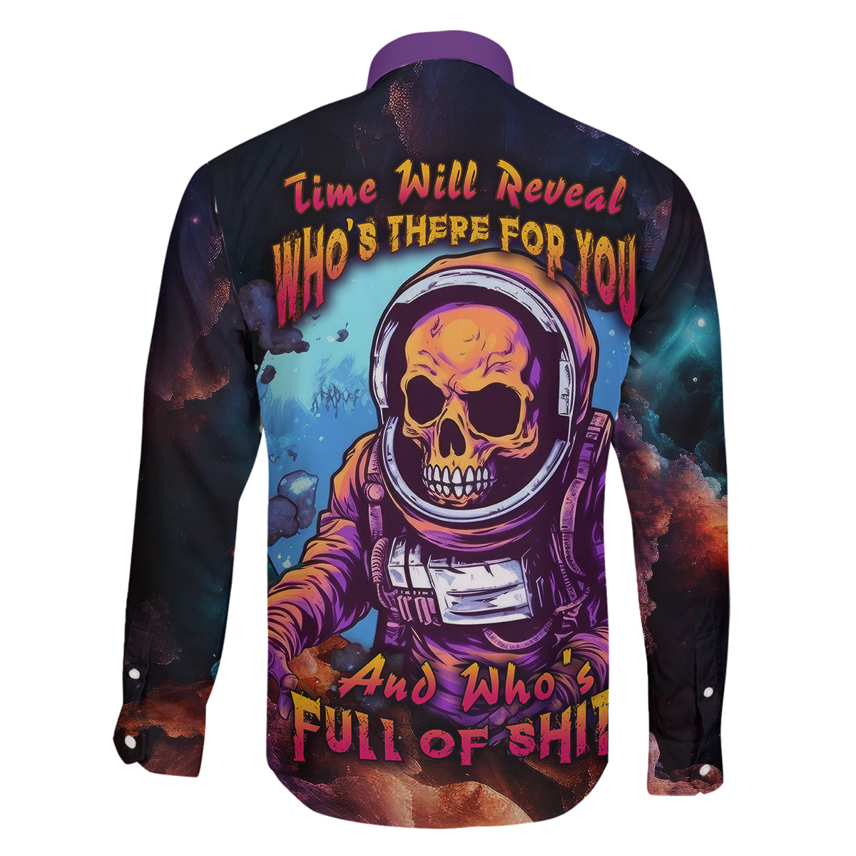 Time Will Reveal Who's There For You And Who's Full Of Shit Family Matching Off Shoulder Long Sleeve Dress and Hawaiian Shirt - Wonder Print Shop