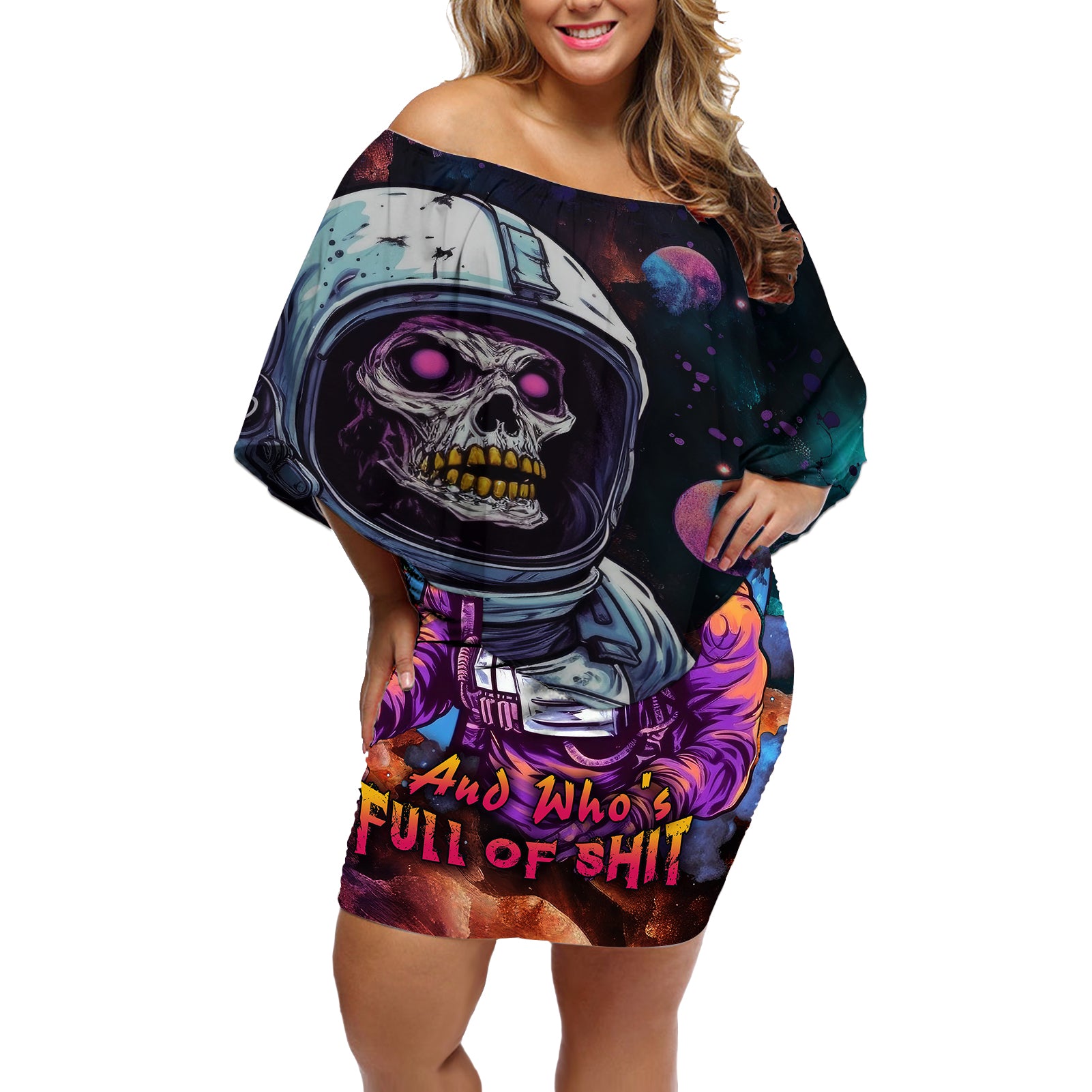 Time Will Reveal Who's There For You And Who's Full Of Shit Off Shoulder Short Dress - Wonder Print Shop