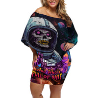 Time Will Reveal Who's There For You And Who's Full Of Shit Off Shoulder Short Dress - Wonder Print Shop