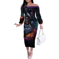 Time Will Reveal Who's There For You And Who's Full Of Shit Off The Shoulder Long Sleeve Dress - Wonder Print Shop