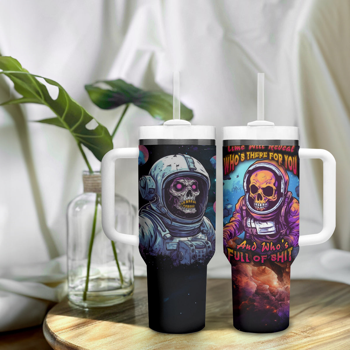 Time Will Reveal Who's There For You And Who's Full Of Shit Tumbler With Handle - Wonder Print Shop