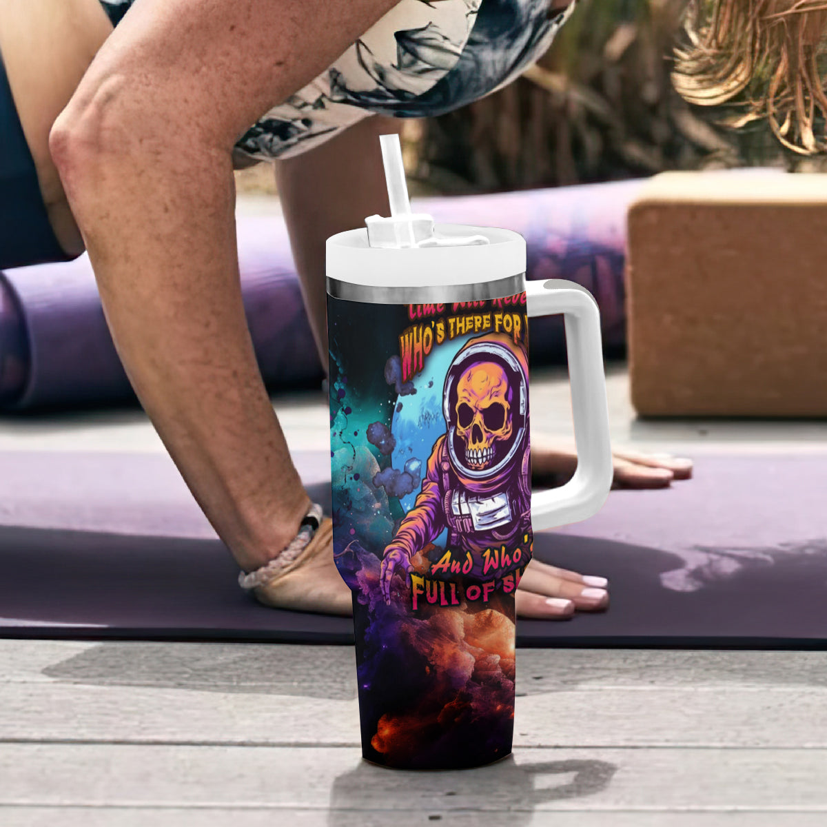 Time Will Reveal Who's There For You And Who's Full Of Shit Tumbler With Handle - Wonder Print Shop