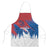 Serbia Christmas Apron with Wolf Howling Moon Serbian Flag and Red Blue White Winter Forest Pattern Design - Wonder Print Shop
