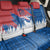 Serbia Christmas Back Car Seat Cover with Wolf Howling Moon Serbian Flag and Red Blue White Winter Forest Pattern Design - Wonder Print Shop