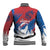 Serbia Christmas Baseball Jacket with Wolf Howling Moon Serbian Flag and Red Blue White Winter Forest Pattern Design - Wonder Print Shop