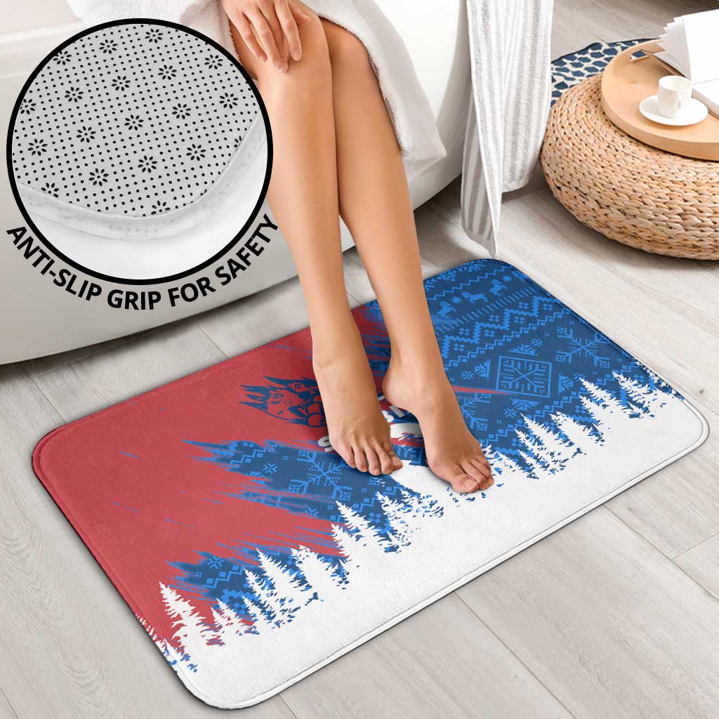 Serbia Christmas Bathroom Set with Wolf Howling Moon Serbian Flag and Red Blue White Winter Forest Pattern Design - Wonder Print Shop