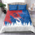 Serbia Christmas Bedding Set with Wolf Howling Moon Serbian Flag and Red Blue White Winter Forest Pattern Design - Wonder Print Shop