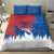 Serbia Christmas Bedding Set with Wolf Howling Moon Serbian Flag and Red Blue White Winter Forest Pattern Design - Wonder Print Shop