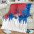 Serbia Christmas Blanket with Wolf Howling Moon Serbian Flag and Red Blue White Winter Forest Pattern Design - Wonder Print Shop
