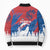 Serbia Christmas Bomber Puffer Jacket with Wolf Howling Moon Serbian Flag and Red Blue White Winter Forest Pattern Design - Wonder Print Shop