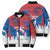 Serbia Christmas Bomber Puffer Jacket with Wolf Howling Moon Serbian Flag and Red Blue White Winter Forest Pattern Design - Wonder Print Shop