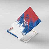 Serbia Christmas Canvas Wall Art with Wolf Howling Moon Serbian Flag and Red Blue White Winter Forest Pattern Design - Wonder Print Shop