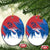 Serbia Christmas Ceramic Ornament with Wolf Howling Moon Serbian Flag and Red Blue White Winter Forest Pattern Design - Wonder Print Shop
