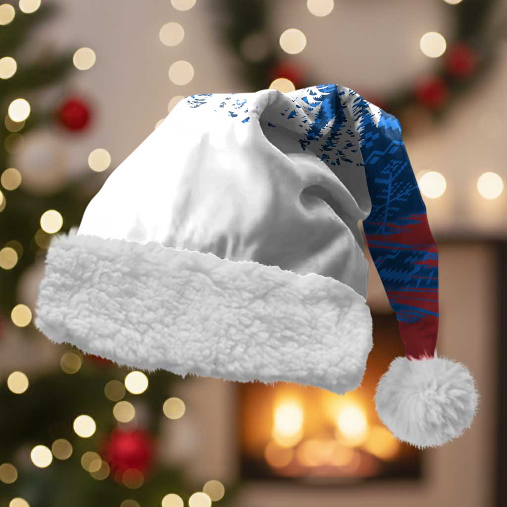 Serbia Christmas Santa Hat with Wolf Howling Moon Serbian Flag and Red Blue White Winter Forest Pattern Design - Wonder Print Shop