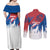 Serbia Christmas Couples Matching Off Shoulder Maxi Dress and Long Sleeve Button Shirt with Wolf Howling Moon Serbian Flag and Red Blue White Winter Forest Pattern Design - Wonder Print Shop