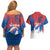 Serbia Christmas Couples Matching Off Shoulder Short Dress and Hawaiian Shirt with Wolf Howling Moon Serbian Flag and Red Blue White Winter Forest Pattern Design - Wonder Print Shop