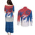 Serbia Christmas Couples Matching Puletasi and Long Sleeve Button Shirt with Wolf Howling Moon Serbian Flag and Red Blue White Winter Forest Pattern Design - Wonder Print Shop