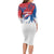 Serbia Christmas Family Matching Long Sleeve Bodycon Dress and Hawaiian Shirt with Wolf Howling Moon Serbian Flag and Red Blue White Winter Forest Pattern Design - Wonder Print Shop