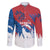 Serbia Christmas Family Matching Mermaid Dress and Hawaiian Shirt with Wolf Howling Moon Serbian Flag and Red Blue White Winter Forest Pattern Design - Wonder Print Shop