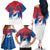 Serbia Christmas Family Matching Off The Shoulder Long Sleeve Dress and Hawaiian Shirt with Wolf Howling Moon Serbian Flag and Red Blue White Winter Forest Pattern Design - Wonder Print Shop