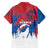 Serbia Christmas Family Matching Off The Shoulder Long Sleeve Dress and Hawaiian Shirt with Wolf Howling Moon Serbian Flag and Red Blue White Winter Forest Pattern Design - Wonder Print Shop