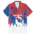 Serbia Christmas Family Matching Off Shoulder Maxi Dress and Hawaiian Shirt with Wolf Howling Moon Serbian Flag and Red Blue White Winter Forest Pattern Design - Wonder Print Shop