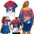 Serbia Christmas Family Matching Off Shoulder Short Dress and Hawaiian Shirt with Wolf Howling Moon Serbian Flag and Red Blue White Winter Forest Pattern Design - Wonder Print Shop