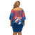 Serbia Christmas Family Matching Off Shoulder Short Dress and Hawaiian Shirt with Wolf Howling Moon Serbian Flag and Red Blue White Winter Forest Pattern Design - Wonder Print Shop