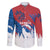 Serbia Christmas Family Matching Short Sleeve Bodycon Dress and Hawaiian Shirt with Wolf Howling Moon Serbian Flag and Red Blue White Winter Forest Pattern Design - Wonder Print Shop