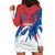 Serbia Christmas Hoodie Dress with Wolf Howling Moon Serbian Flag and Red Blue White Winter Forest Pattern Design - Wonder Print Shop