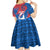 Serbia Christmas Kid Short Sleeve Dress with Wolf Howling Moon Serbian Flag and Red Blue White Winter Forest Pattern Design - Wonder Print Shop