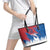 Serbia Christmas Leather Tote Bag with Wolf Howling Moon Serbian Flag and Red Blue White Winter Forest Pattern Design - Wonder Print Shop