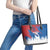 Serbia Christmas Leather Tote Bag with Wolf Howling Moon Serbian Flag and Red Blue White Winter Forest Pattern Design - Wonder Print Shop