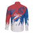 Serbia Christmas Long Sleeve Button Shirt with Wolf Howling Moon Serbian Flag and Red Blue White Winter Forest Pattern Design - Wonder Print Shop