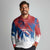 Serbia Christmas Long Sleeve Polo Shirt with Wolf Howling Moon Serbian Flag and Red Blue White Winter Forest Pattern Design - Wonder Print Shop