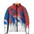 Serbia Christmas Padded Jacket with Wolf Howling Moon Serbian Flag and Red Blue White Winter Forest Pattern Design - Wonder Print Shop