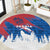 Serbia Christmas Round Carpet with Wolf Howling Moon Serbian Flag and Red Blue White Winter Forest Pattern Design - Wonder Print Shop
